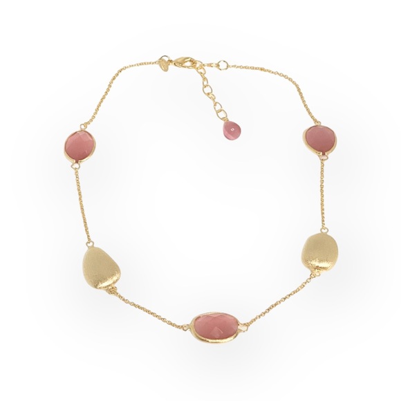 new Rivka Friedman ๐  Pink Cat's Eye Gemstone Necklace ๐  Satin Finish Gold ๐  - Picture 12 of 16